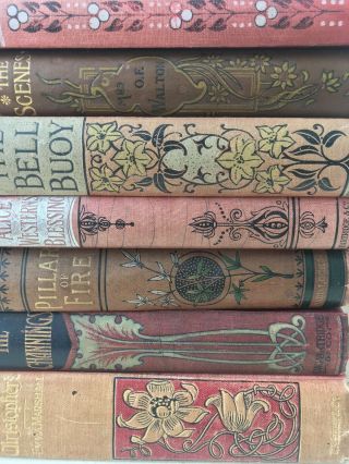Bundle Of 7 Antique Books,  Over 100 Years Old Paper Vintage Decorative