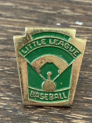 Vintage Little League Baseball Sports Pin Or Lapel Pin Gold Tone & Green