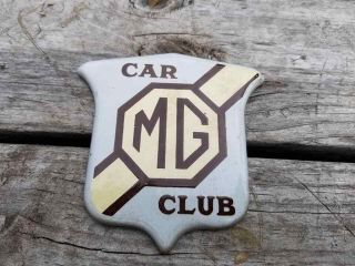 Vintage Porcelain Metal Mg Car Club Badge Sign - Mgtc Mgtd