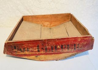 Antique Vtg The Clipper A.  T Ferrell Wood Seed Cleaner Bin Tray Advertising Piece