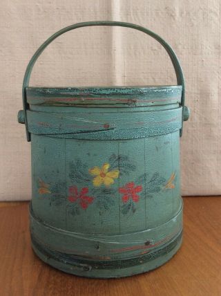 Antique Vintage Tole Painted Wood Firkin Sugar Bucket