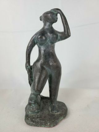 Vintage Mid Century Nude Woman Searching Sculpture Statue Haffner 9 - 1/2 " Tall