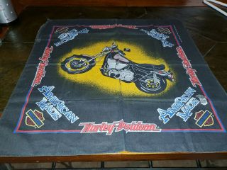Vintage Harley Davidson Motorcycle Bandana Scarf Made In America Handkerchief