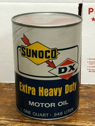 Cool Vintage Sunoco Dx Extra Heavy Duty Motor Oil 1 Quart Oil Can Composite Gas