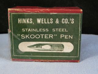 Antique Dip Steel Pen Nib Nibs Box Plume Pluma Calligraphy Hinks Wells Skooter