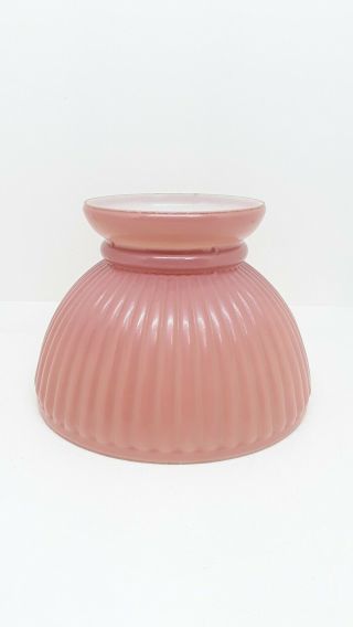 Vintage Pink Glass Oil Electric Lamp Shade Ribbed 6” Fitter