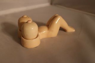 Vintage Risque Nude Naked Lady W/ Boob Breast Salt & Pepper Shakers Taiwan