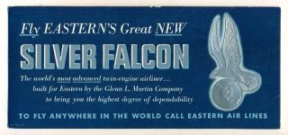 Vintage Advertising Ink Blotter Eastern Airlines Silver Falcon Airplane Airliner