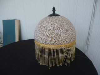antique style lamp shade with glass tassels 24.  5cm yellow gold 2