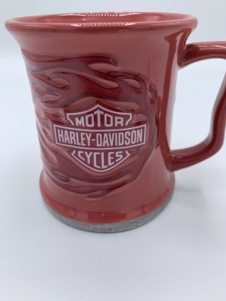 Harley Davidson Dark Pink Flame Bar & Shield With Silver Rim Coffee Mug