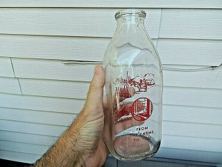 Vintage Hamburg Pa Milk Bottle 1951 Quart Windsor Dairy Berks County,  Pa