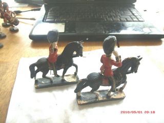 2 Antique Durco European Soldiers On Horseback.  Galleries Lafayette.  Composition?