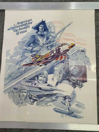 1976 Tiger Squadron Bicentennial F - 4 Phantom Poster Gw Burton