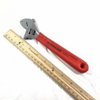 Vintage Crescent 8 " Inch Adjustable Crescent Wrench Red Cushion Grip Made In Usa
