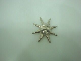 Vintage Sterling Silver Sun Face Pin Mexico
