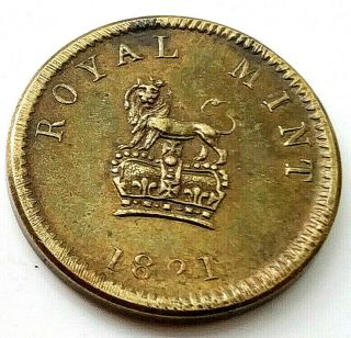 1821 Half Sovereign Weight Gold Lustre Old Crown Coin Antique Georgian Vintage