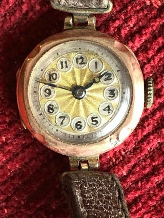 9ct Gold Delightful Wrist Watch 15 Jewel Swiss Movement Antique Or Vintage