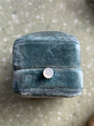 Antique Velvet Ring Box Pearl Push Button