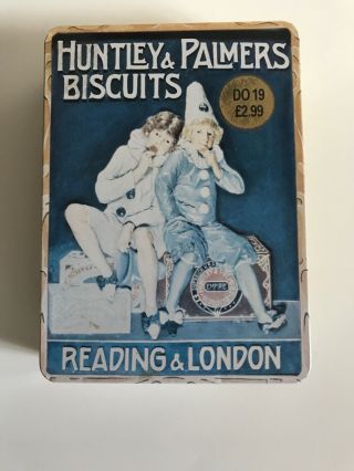 Vintage Huntley & Palmers Biscuits Empty Tin Can Reading & London 9”x7”