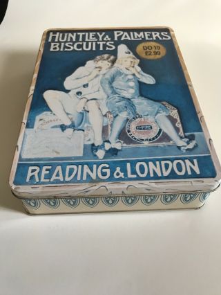 Vintage Huntley & palmers biscuits empty tin can reading & london 9”x7” 2