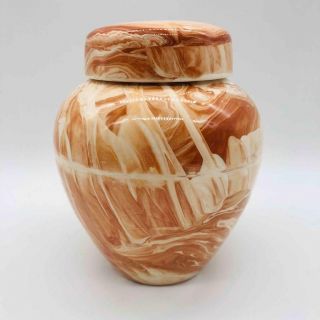 Vintage North Pole,  Alaska Art Pottery Jar Artist - Signed Ceramic Vase W/ Lid