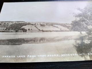 Vintage View Of Honeoye Lake From West Shore,  Honeoye,  NY,  RPPC Photo Postcard 2