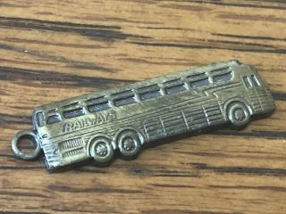 Vintage Queen City Trailways Bronze Advertising Charm / Key Chain Fob Bus Lines