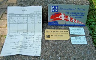 Vintage Santa Fe Railroad Chief Ticket Holder Envelope W/ Tickets & Receipts