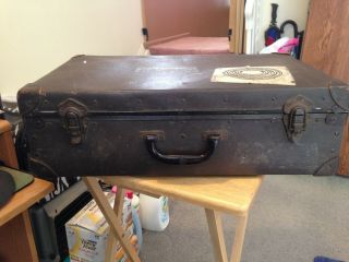 Antique 27 " X 14 " X 7 " Steamer Trunk Suitcase