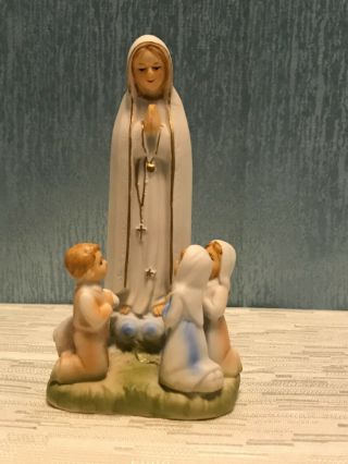 Vintage Sanmyro Our Lady Of Fatima W/ The 3 Children 5 " Catholic Statue Scarce