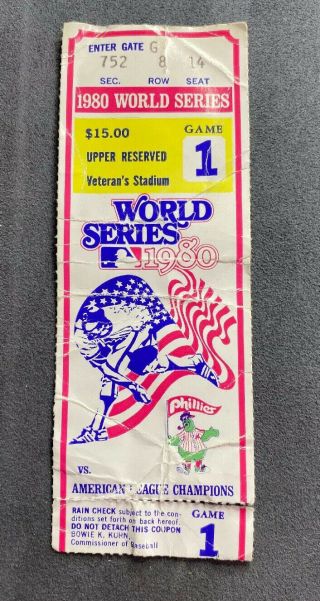 1980 World Series Ticket Stub Game 1 Phillies Vs Royals