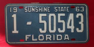 1963 (miami) Dade County Florida Blue/white License Plate