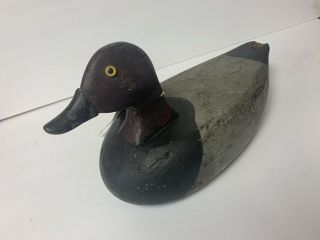 OLD WOODEN Red Headed Drake Hand Carved And Hand Painted DUCK DECOY 2