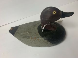 OLD WOODEN Red Headed Drake Hand Carved And Hand Painted DUCK DECOY 3