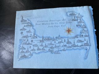 Ernest Dudley Chase,  Christmas Greetings From Cape Cod Map - Signed