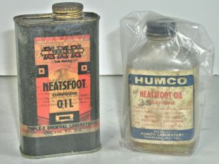 Vintage Group Of Two (2) Containers Of Baseball Glove Conditioner - Neatsfoot Oil