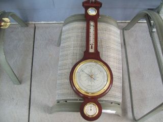 Gorgeous Antique Solid Mahogany Banjo Thermometer & Weather Forcaster