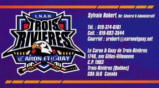 2012 - 13 Lnah Trois - Rivieres Caron&guay Hockey Business Card