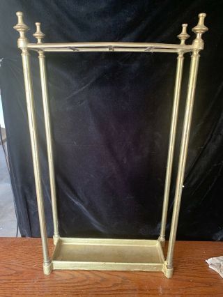 Antique Brass Umbrella Cane Stand 26.  5” X 15” Euc