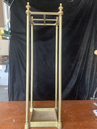 Antique Heavy Brass Umbrella Cane Stand 27 X 8 X 8 Euc