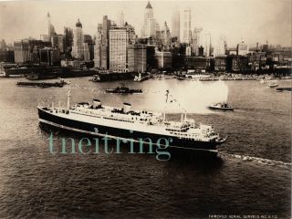 United States Lines Ss Manhattan Maiden By Arrival Aerial 1932 Vintage Photo