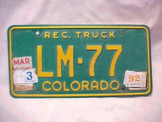 " 1977 Colorado Rec Truck Lm - 77 " Licence Plate