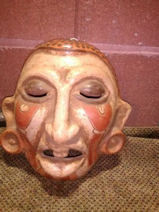 Vintage Ceramic,  Clay,  Hand Painted Wall Hanging Mask