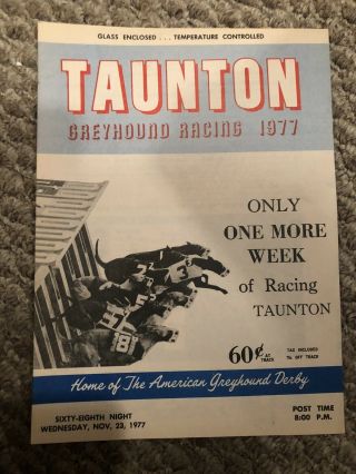 1977 Taunton Greyhound Program November 23.