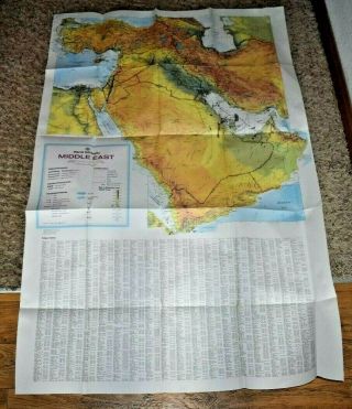 Vintage 1990 Middle East Map Rand Mcnally 52 " X 32 Great Color