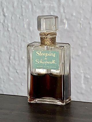 Antique Sleeping De Schiaparelli France Glass Perfume Bottle W/ Stopper 2.  5 "