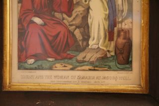 CHRIST AND THE WOMAN OF SAMARIA Framed Currier & Ives Lithograph C1047 2