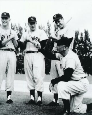 Casey Stengel.  Mickey Mantle,  Hank Bauer,  Jackie Jensen 8x10 Photo York Yankees