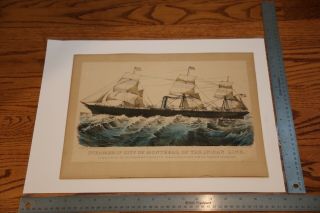Steamship City Of Montreal Of The Inman Line C&i Lithograph