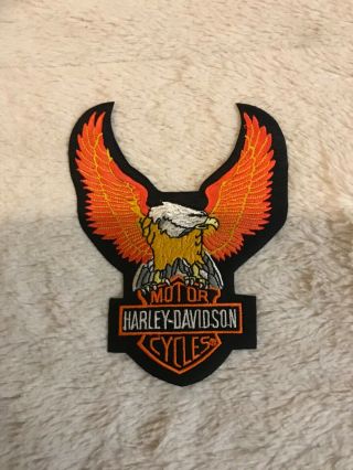 Vintage 1990’s Harley Davidson Motor Cycles Upwinged Eagle Riding Patch Blk/org